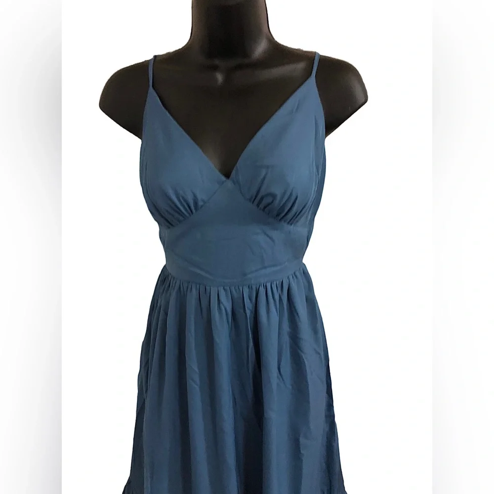 Jessica‎ Simpson blue v-front open tie back tiered spaghetti strap dress size XS